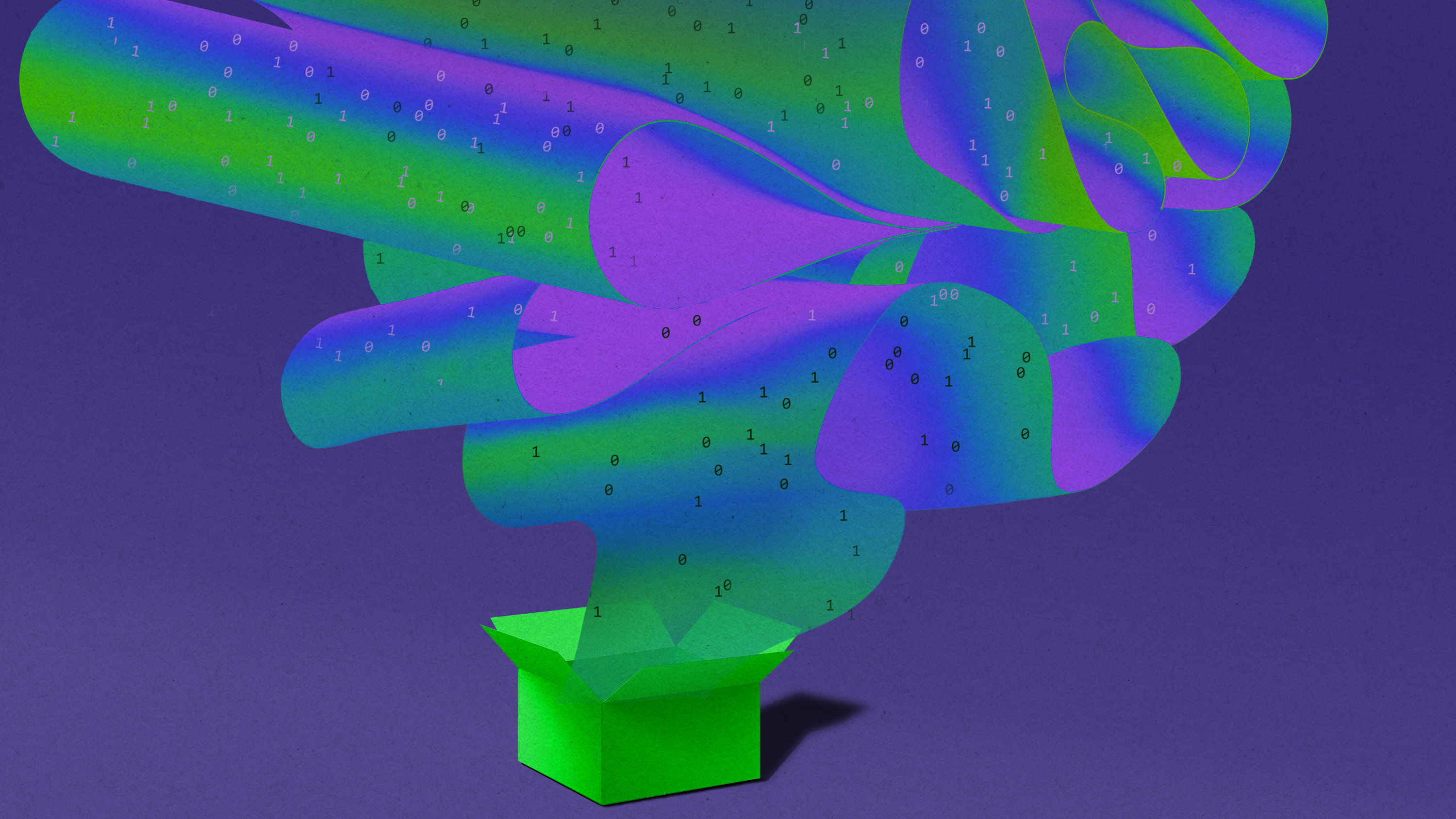 spools of data collecting down into a box