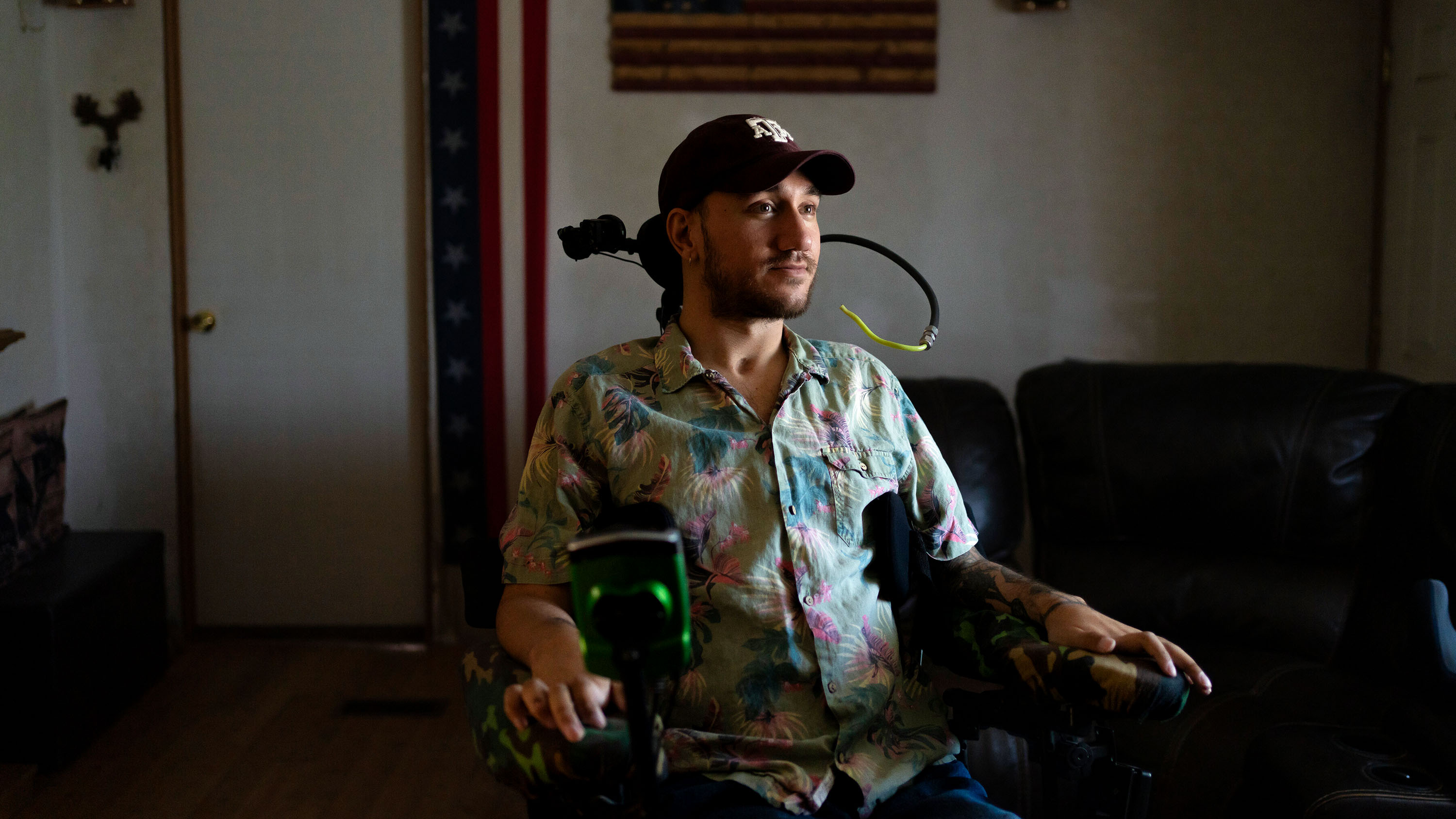 Noland Arbaugh at his home